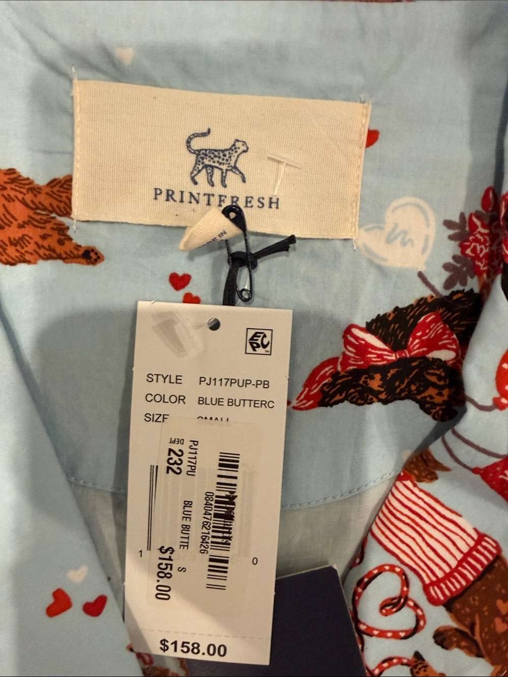 Printfresh Blue Short-Sleeve Pajama Set Organic Cotton 3 quarter length pants - Picture 2 of 11